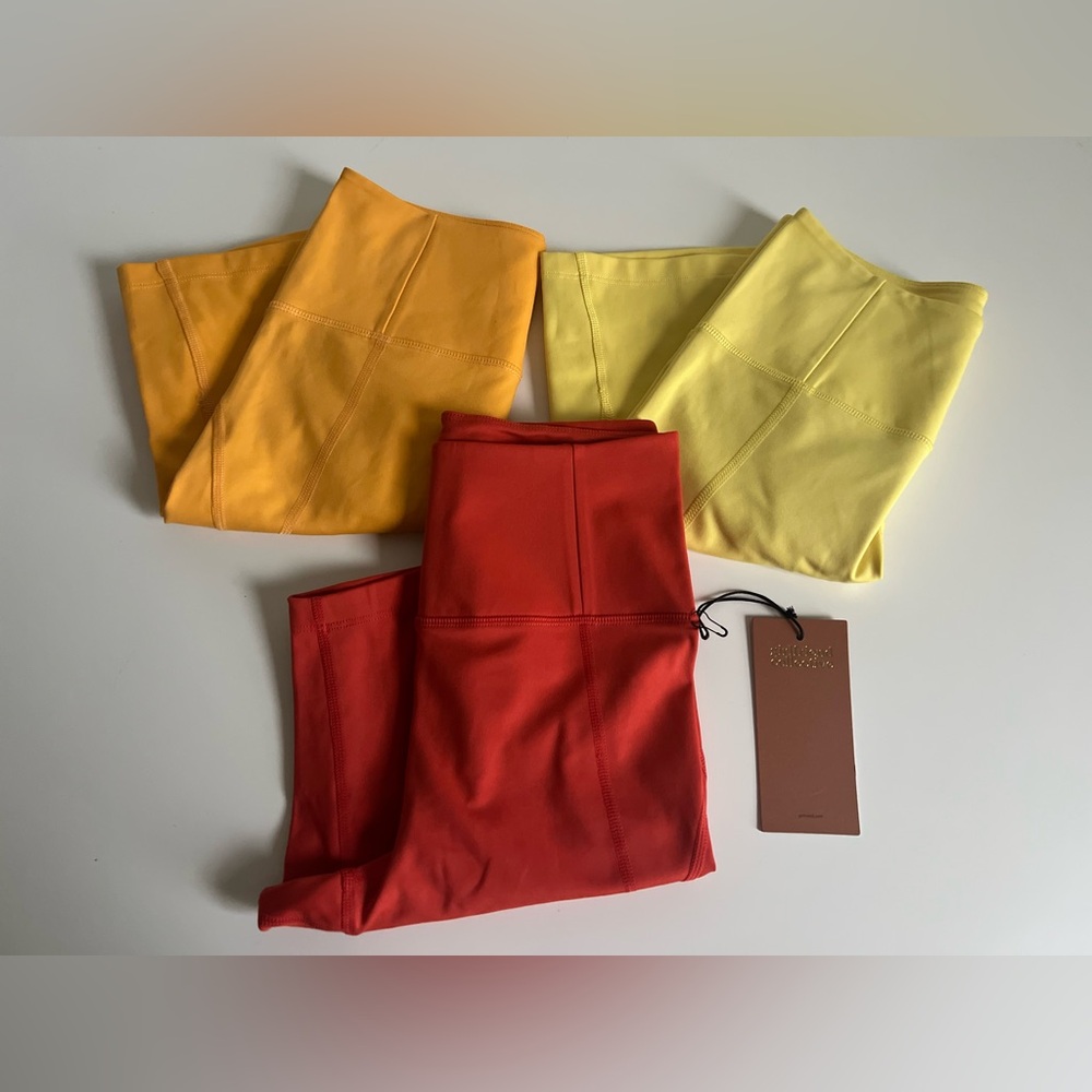 SMALL girlfriend collective High-Rise Bike Shorts lot 3 orange yellow 4011